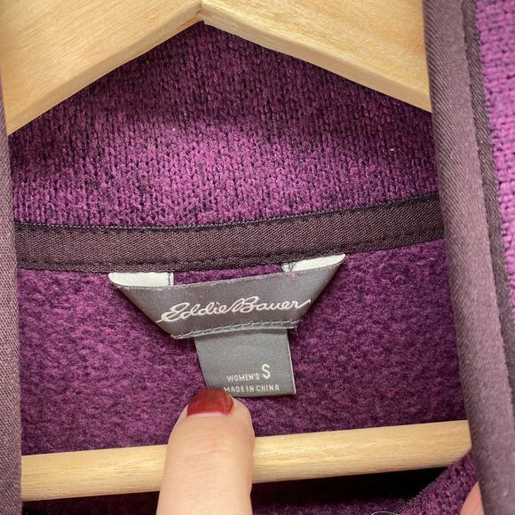 Eddie Bauer Sweater Women S Small Purple Knit High Neck Button Up Long Sleeve - Picture 5 of 9